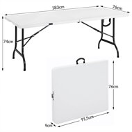 Buffettisch KAMIL klappbar, 76x183x74cm, weiß