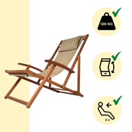 Gartenliege SIENA, 65x87x102cm, beige