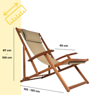 Gartenliege SIENA, 65x87x102cm, beige
