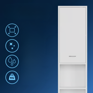 Badezimmerhochschrank SILKE, 180x30x30cm, weiß