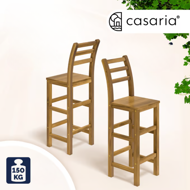 Barhocker OSLO mit Rückenlehne, 2 Stück, 40x36x110 cm, naturbraun