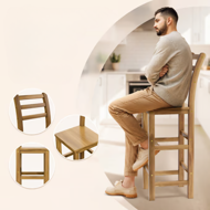 Barhocker OSLO mit Rückenlehne, 2 Stück, 40x36x110 cm, naturbraun