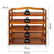 Schuhregal RUSTIC, 5 Regalböden, 75x26x82 cm, naturbraun