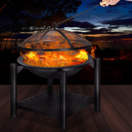 Feuerschale mit Holzablage FIRE, Ø 55 cm, schwarz