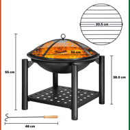Feuerschale mit Holzablage FIRE, Ø 55 cm, schwarz
