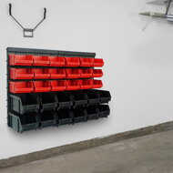 Hängeorganizer für Werkstatt ORDER, 30 Boxen, 64x2x38 cm, rot/schwarz