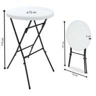 Kunststoff-Party-Tisch LYDA, Ø 72x110 cm, weiß