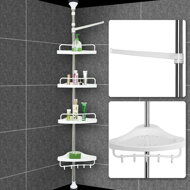 Teleskopregal für Dusche DELMO, 92-306 cm, weiß