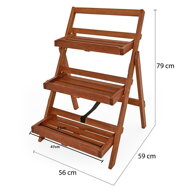 Holz-Blumenständer TULIP, 3 Ebenen, 56x59x79 cm, braun