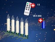 Kerzen für Weihnachtsbaum CANDLE, 20 Stück, 10,5 cm, mehrfarbig