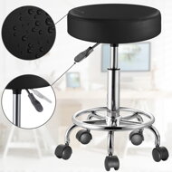Hocker auf Rollen OXANA mit Fußstütze, Ø35 cm, schwarz