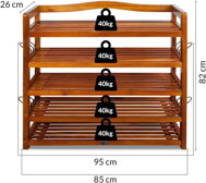 Schuhregal RUSTIC, 5 Regalböden, 85x26x82 cm, naturbraun