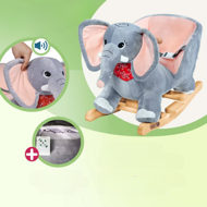 Schaukeltier Elefant VICTOR mit Sicherheitsgurt, grau