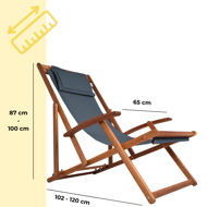 Gartenliege SIENA, 65x87x102cm, anthrazit