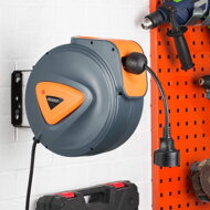 Selbsteinziehende Kabeltrommel BILY, 20 m + 1,5 m, grau/orange