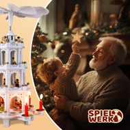 Weihnachtspyramide MERRY, 60x20x20cm, weiß