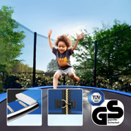 Trampolin mit Sicherheitsnetz JUMP, Ø183 cm, schwarz/blau