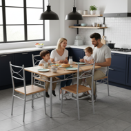 Essgruppe PAUL, 5-teilig, naturbraun