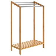 Bambus-Handtuchständer RUBBY mit Metallstangen und Ablage, 51x31x85 cm, braun/silber