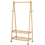 Bambus-Kleiderständer KELLY auf Rollen, 69,5x43x152 cm, braun