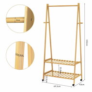 Bambus-Kleiderständer KELLY auf Rollen, 69,5x43x152 cm, braun