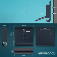 Postkasten mit Zeitungsrolle POST, 30,5x10x33,5cm, anthrazit