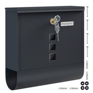 Postkasten mit Zeitungsrolle POST, 30,5x10x33,5cm, anthrazit