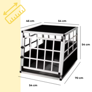 Hundetransportbox BRUNO, 70x54x51cm, silber/schwarz