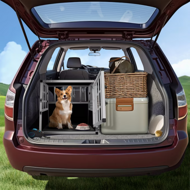 Hundetransportbox BRUNO, 70x54x51cm, silber/schwarz