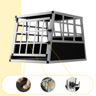 Hundetransportbox BRUNO, 70x54x51cm, silber/schwarz