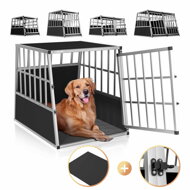 Hundetransportbox BRUNO, 66x90x72cm, silber/schwarz