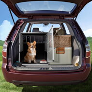 Hundetransportbox BRUNO, 66x90x72cm, silber/schwarz