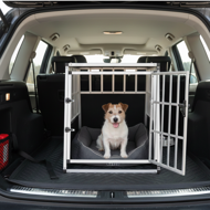 Hundetransportbox BRUNO, 66x90x72cm, silber/schwarz