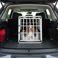 Hundetransportbox BRUNO, 66x90x72cm, silber/schwarz