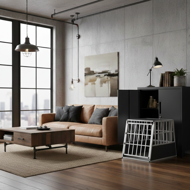 Hundetransportbox BRUNO, 66x90x72cm, silber/schwarz