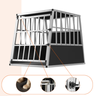 Hundetransportbox BRUNO, 66x90x72cm, silber/schwarz