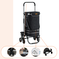 Einkaufstrolley COMFORT für Treppen, 50 l, schwarz