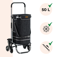Einkaufstrolley COMFORT für Treppen, 50 l, schwarz