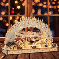Weihnachts LED Schwibbogen CLEMENT, 45x12,5x28cm, naturbraun