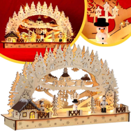 Weihnachts LED Schwibbogen CLEMENT, 45x12,5x28cm, naturbraun