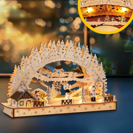 Weihnachts LED Schwibbogen CLEMENT, 45x12,5x28cm, naturbraun