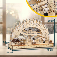 Weihnachts LED Schwibbogen CLEMENT, 45x12,5x28cm, naturbraun