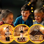 Weihnachts LED Schwibbogen CLEMENT, 45x12,5x28cm, naturbraun