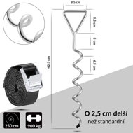 Bodenanker-Set, 4 Stück, 42,5x8,5 cm, silber