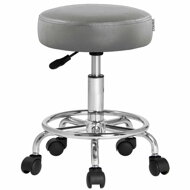 Hocker auf Rollen OXANA mit Fußstütze, Ø35 cm, grau