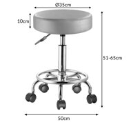 Hocker auf Rollen OXANA mit Fußstütze, Ø35 cm, grau