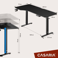Höhenverstellbarer Schreibtisch, schwarz, 160x75x73-118cm