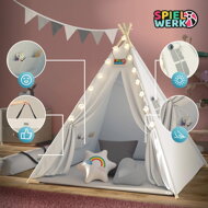 Kinder-Tipi-Zelt JULIUS, 120x120x160cm, weiß/grau