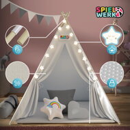 Kinder-Tipi-Zelt JULIUS, 120x120x160cm, weiß/grau