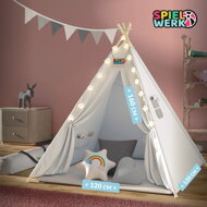 Kinder-Tipi-Zelt JULIUS, 120x120x160cm, weiß/grau